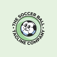 Soccer ball cartoon mascot character logo design