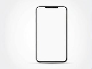 White screen smartphone mockup isolated on a white background.