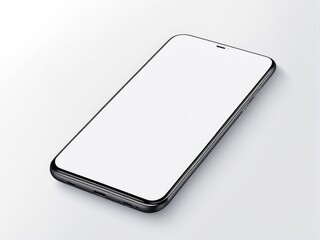 White screen smartphone mockup isolated on a white background.