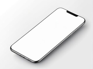 White screen smartphone mockup isolated on a white background.