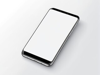 White screen smartphone mockup isolated on a white background.