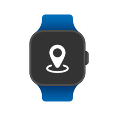 GPS mark on screen smartwatch isolated on white background