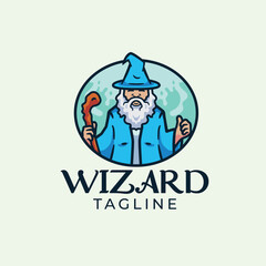 Wizard cartoon mascot character logo design