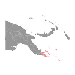 Obraz premium Milne Bay Province map, administrative division of Papua New Guinea. Vector illustration.