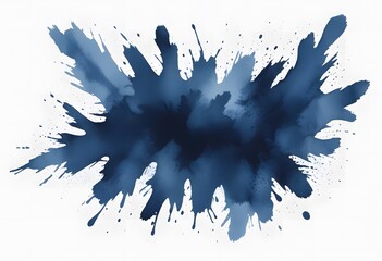 Shiny blue brush watercolor painting isolated on transparent background cutout.