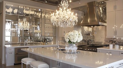 Modern Elegance: Glamorous Kitchen Interior with Chic Design and Stylish Accents
