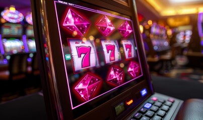 Naklejka premium Banner of mobile online casino application with 777 big win slot machine. Poster with online mobile app casino and Jackpot 777
