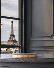 podium on Paris background