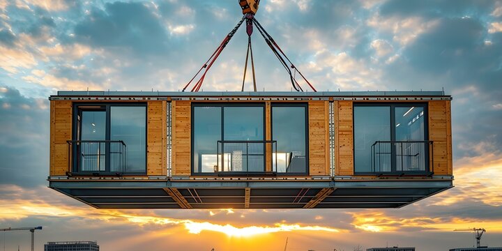 Berlin office building constructed using modular wood construction techniques lifted by crane. Concept Berlin, Office Building, Modular Wood Construction, Crane Lifted, Sustainability