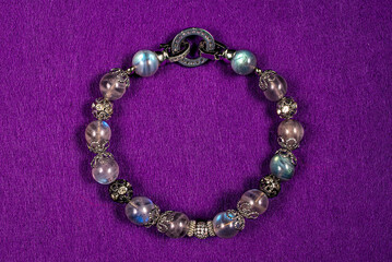 A beautiful handmade bracelet assembled from semi-precious stones.