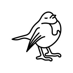 Erithacus Rubecula Outline Icon, Vector illustration