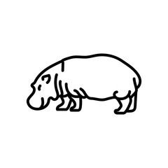 Hippopotamus Outline Icon, Vector illustration