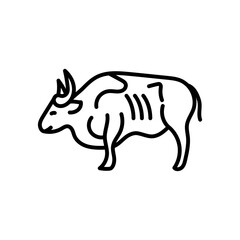 Male Gaur Outline Icon, Vector illustration