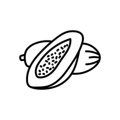 Papaya Outline Icon, Vector illustration