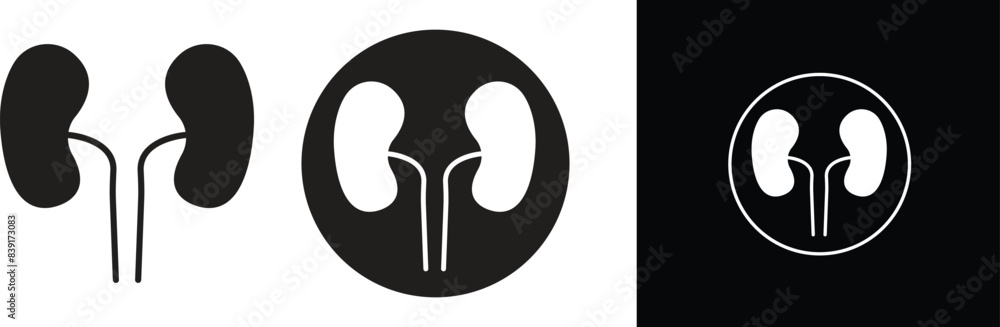 Poster set of black dialysis icons in fill styles. symbols use on web and mobile apps, logos, print media. 