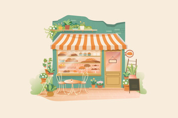 Obraz premium Bakery Store Vector Illustration