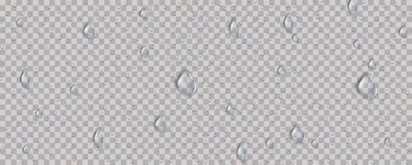 Rain transparent drops flow down the glass.Realistic wet condensation texture.Fresh water splash effect on the surface.Liquid spreading droplet shapes.