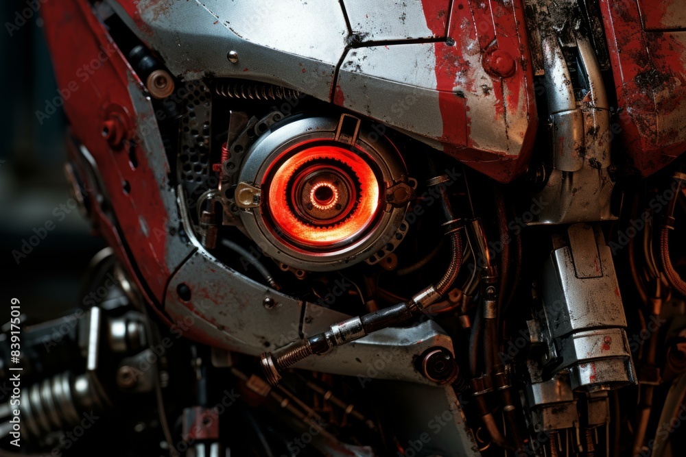 Poster futuristic robot face. science ai model. generate ai