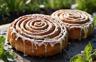 Cinnamon Rolls on a Plate, delucious big buns
