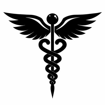caduceus symbol vector silhouette illustration.