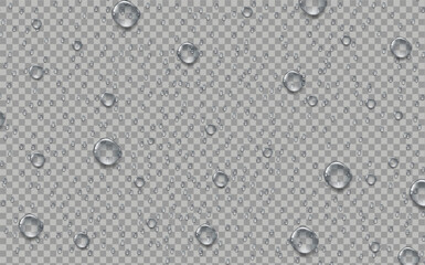 Rain transparent drops flow down the glass.Realistic wet condensation texture.Fresh water splash effect on the surface.Liquid spreading droplet shapes.