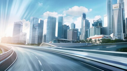 Fototapeta premium Highway, city, blue skyï¼Œ16k, 