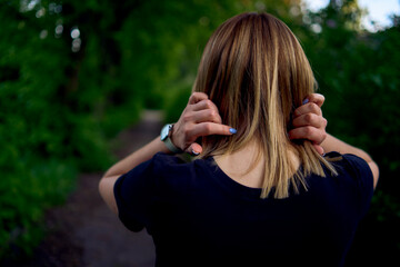  woman runs in the park