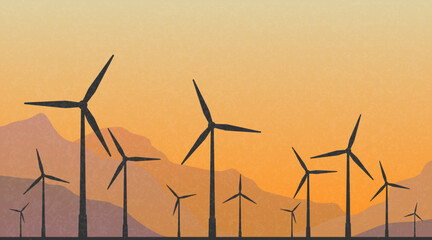 Wind turbines in the desert © LineCraft