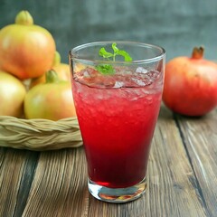 Fototapeta premium A glass of Pomegranate juice, Thai soft drink and beverage style, graphic illustration image generative ai