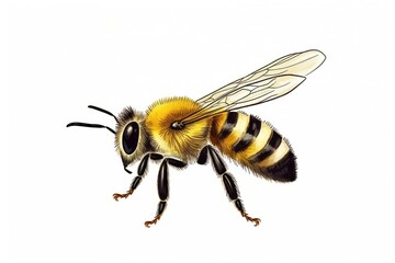 Hand drawn illustration of bee invertebrate bumblebee andrena.