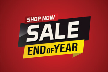 Fototapeta premium End of year Sale word concept vector illustration with lines and 3d style, landing page, template, ui, web, mobile app, poster, banner, flyer, background, gift card, coupon, label, wallpaper