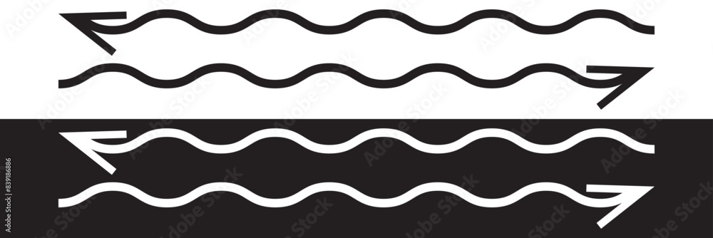 Poster arrow wavy black vector icon. simple black arrow vector. pointer to the right vector arrow on white 