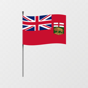 recommend clip art: Manitoba province flag on flagpole. Vector illustration.
