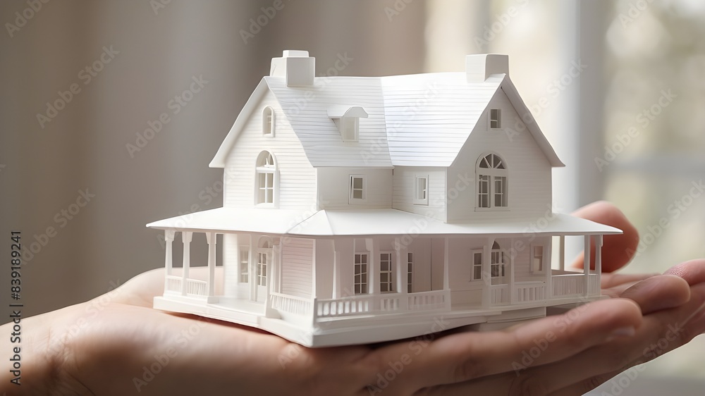 Aufkleber capture the essence of home and security with this image of a pristine white house model resting gen