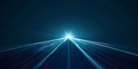 A dark blue background with an abstract futuristic line in the center, glowing and giving off light