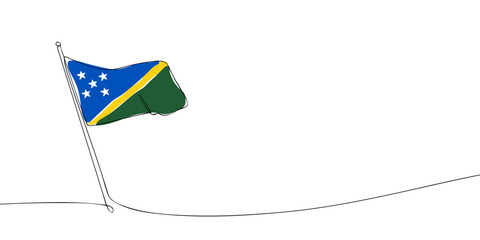A single line drawing of a Solomon islands flag. Continuous line Solomons icon. One line icon. Vector illustration