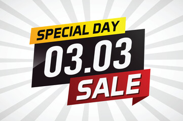 3.3 Special day sale word concept vector illustration with ribbon and 3d style for use landing page, template, ui, web, mobile app, poster, banner, flyer, background, gift card, coupon

