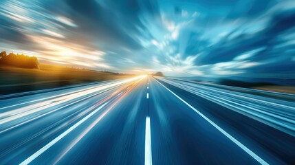 High-Speed Daylight Drive: Stunning Long-Exposure Shot of Car on Open Highway