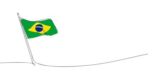 A single line drawing of a Brazil flag. Continuous line Federative Republic of Brazil icon. One line icon. Vector illustration