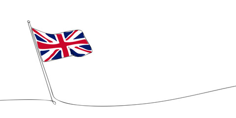 A single line drawing of a Great Britain flag. Continuous line The United Kingdom of Great Britain and Northern Ireland icon. One line icon. Vector illustration