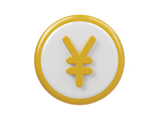 Yen icon 3d render illustration