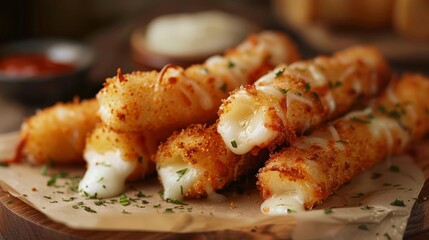cheesy indulgence irresistible mozzarella sticks fresh from the fryer appetizing food photography