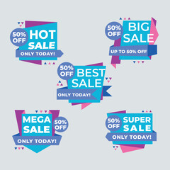 Set of vector red starburst, sunburst badges. Simple flat style vintage labels, stickers with sale discount text. Sale quality tags and labels. Template banner shopping badges.