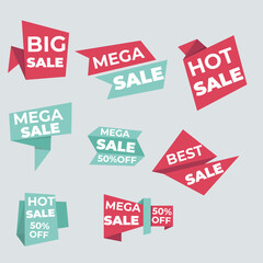 Set of vector red starburst, sunburst badges. Simple flat style vintage labels, stickers with sale discount text. Sale quality tags and labels. Template banner shopping badges.
