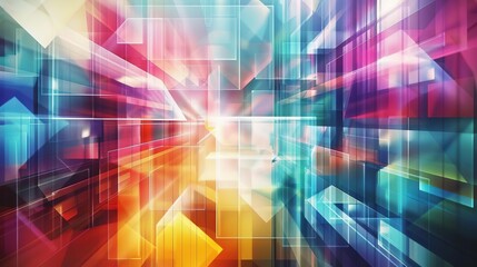 Obraz premium colorful gradient abstract background with blurred lights and geometric shapes digital art