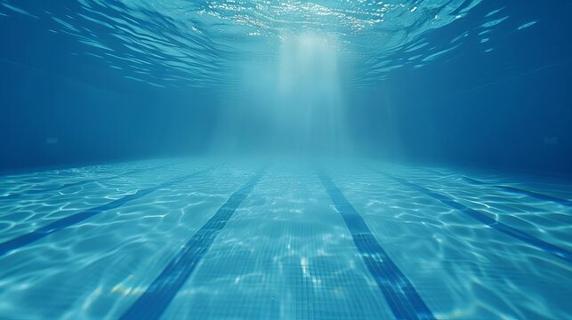 competitive swimming lane in crystal blue pool underwater background