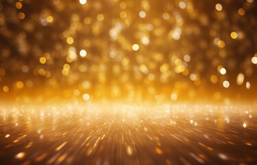glitter glow gold bokeh abstract background, with light burst spotlights shine