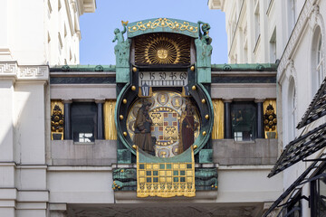 Ankeruhr, Art Nouveau clock located on Hoher Square, Vienna, Austria