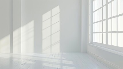 Fototapeta premium empty white room with window minimalist interior view bright and airy