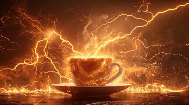 energizing elixir lightning bolt coffee unleashing superpowered productivity conceptual digital art